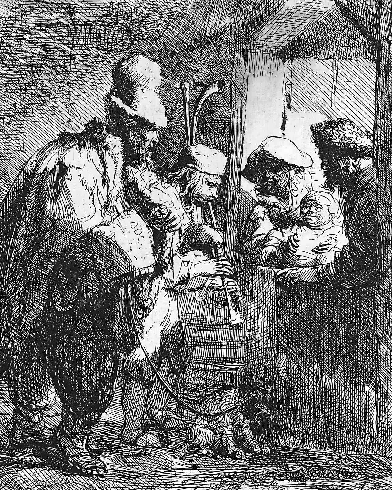 The Strolling Musicians Painting by Rembrandt 8x10" Art Print (High Quality)