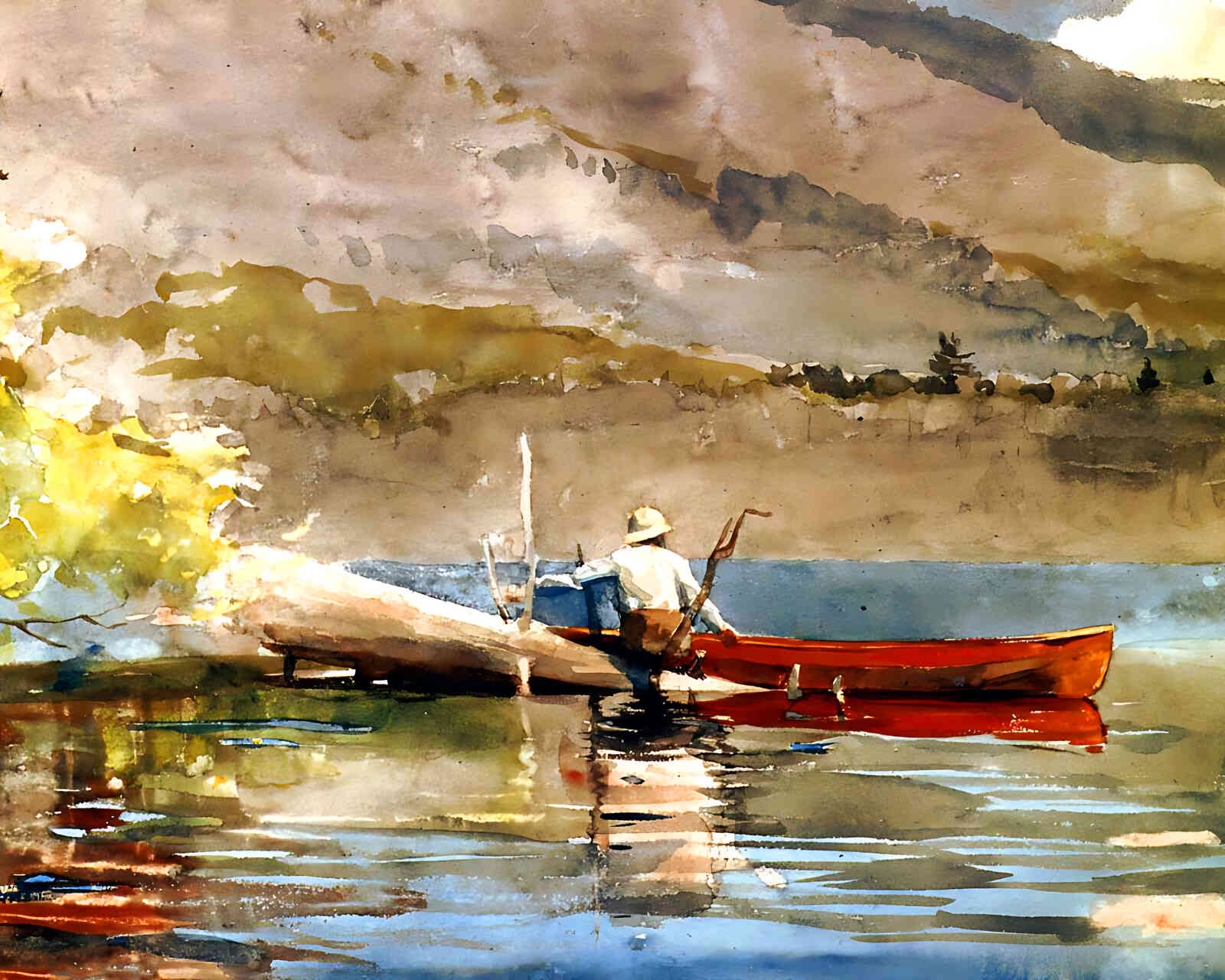 The Red Canoe Painting by Winslow Homer 8x10" Art Print High Quality