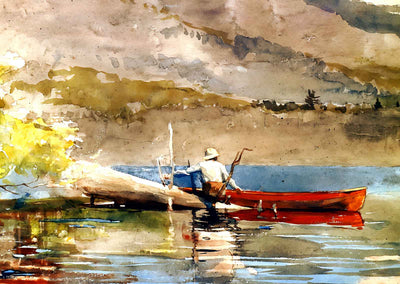 The Red Canoe 1884 Painting by Winslow Homer Art Print (6 Sizes) High Quality