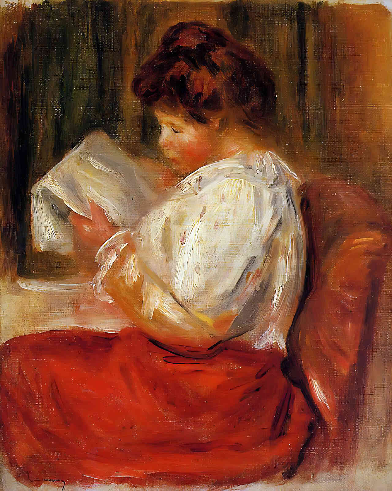 The Little Reader Painting by Pierre-Auguste Renoir 8x10" Art Print - Restored
