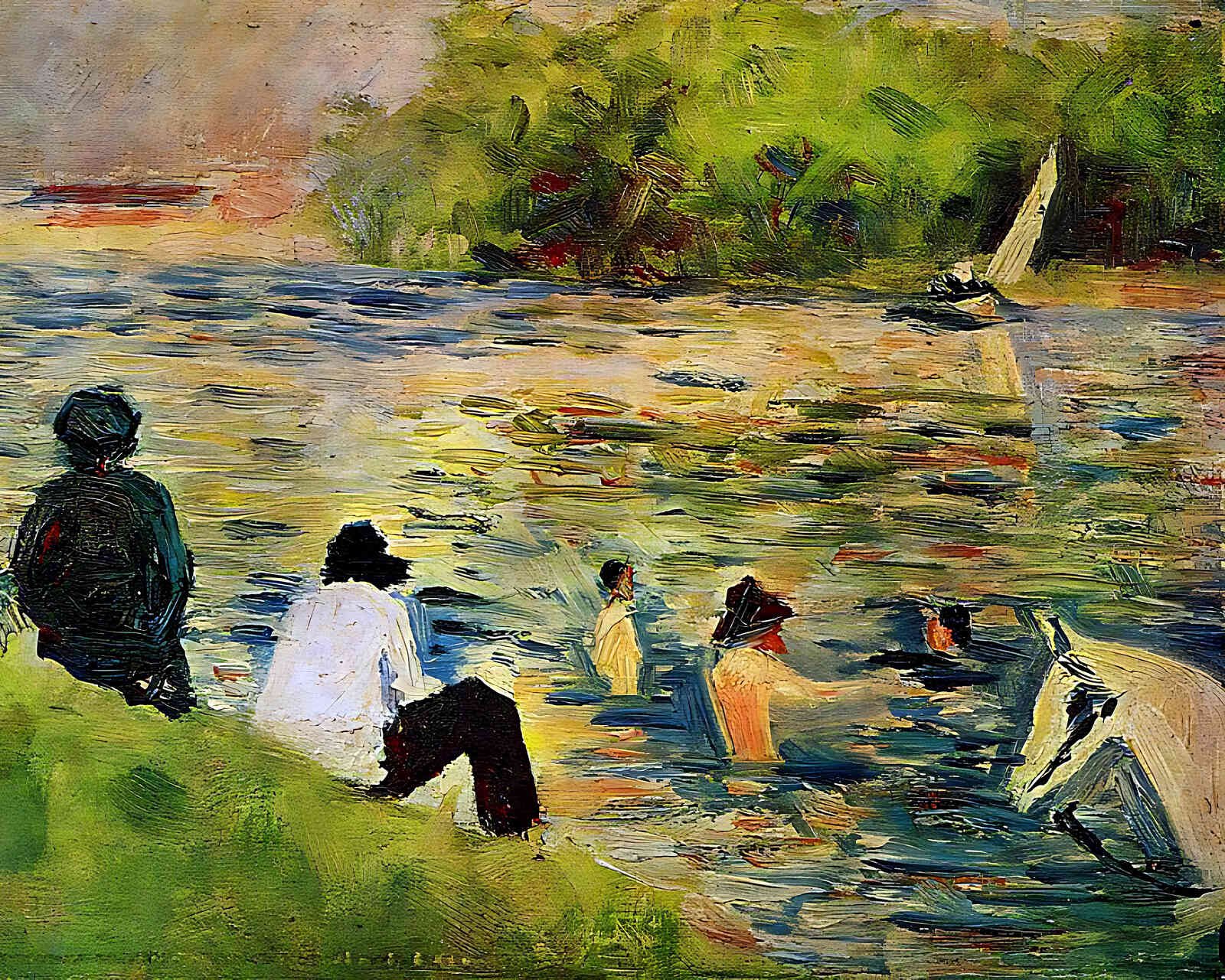 The Bank of the Seine Painting by Georges Seurat 8x10" Art Print (Premium Print)