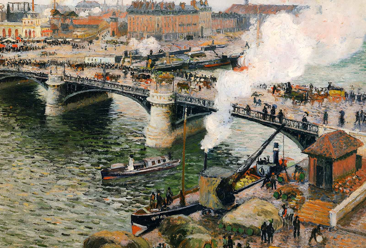 The Pont Boieldieu, Rouen, Damp Weather Art Print 1896 by Pissarro (6 Sizes)