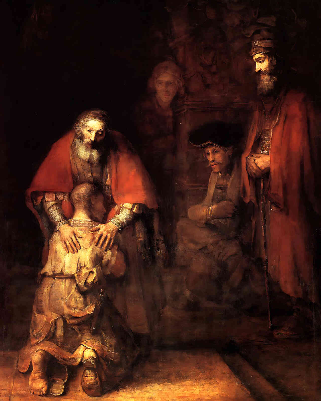 The Return of the Prodigal Son Painting by Rembrandt 8x10" Art Print - Restored