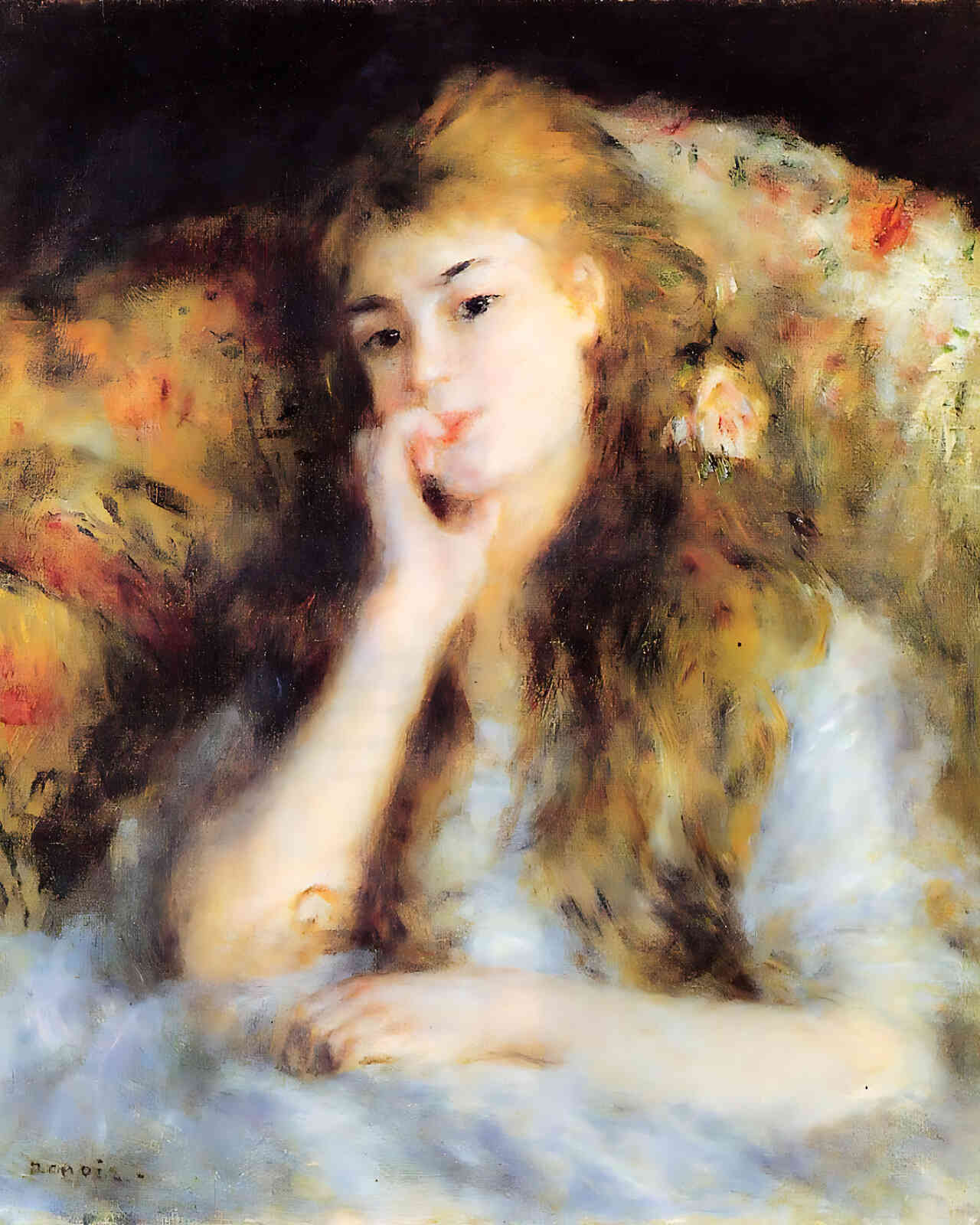 The Thinker Painting by Pierre-Auguste Renoir 8x10" Art Print - Restored