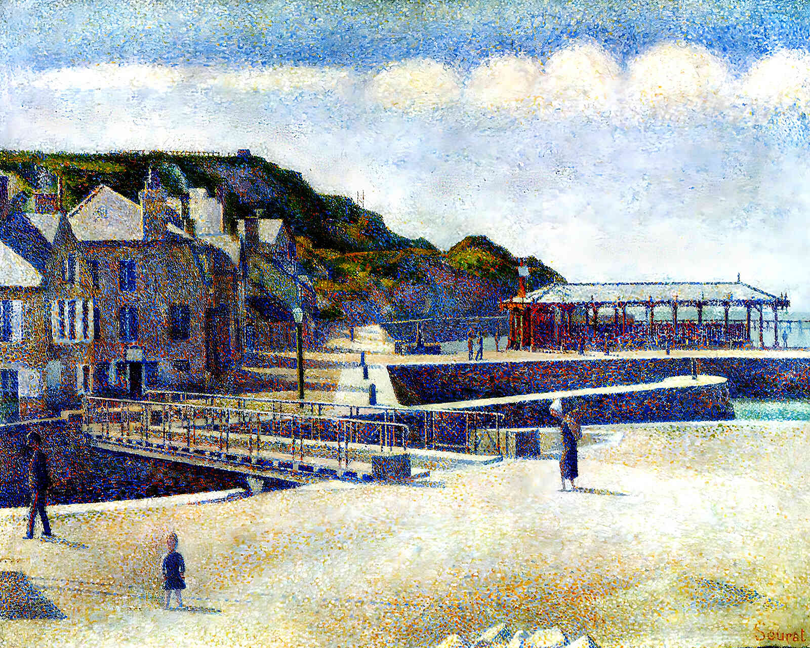 The Harbour and the Quays at Port-En-Bessin by Georges Seurat 8x10" Art Print