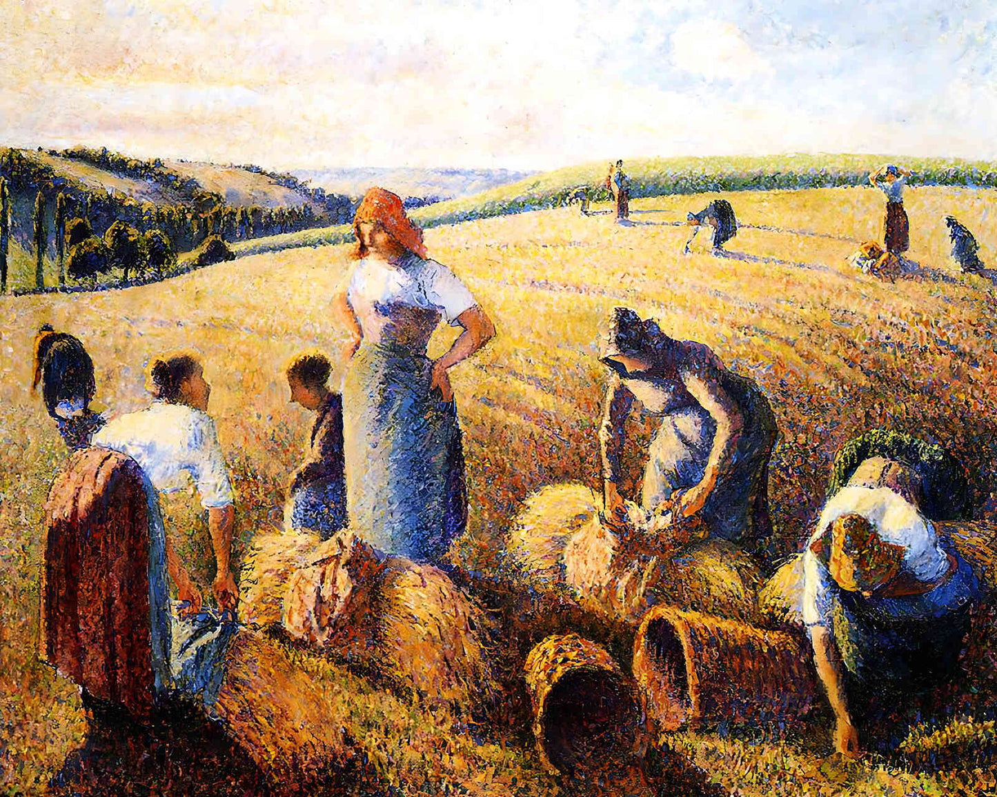 The Gleaners Painting by Camille Pissarro 8x10" Art Print - Restored