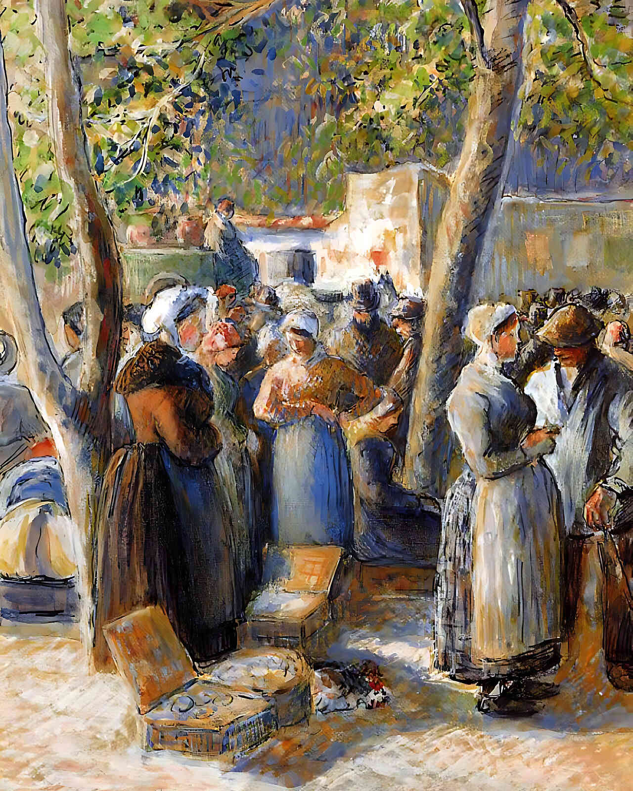 The Market in Gisors Painting by Camille Pissarro 8x10" Art Print - Restored