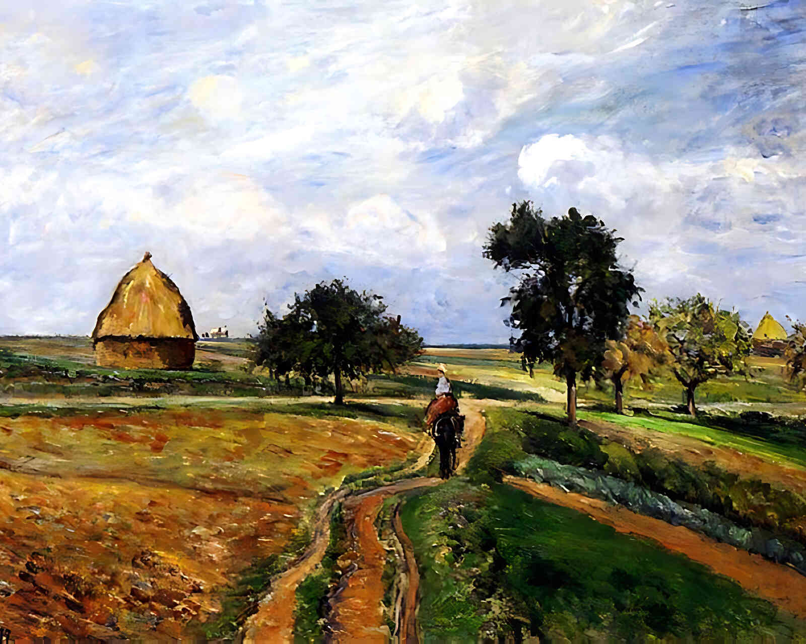 The Old Ennery Road in Pontoise Painting by Camille Pissarro 8x10" Art Print