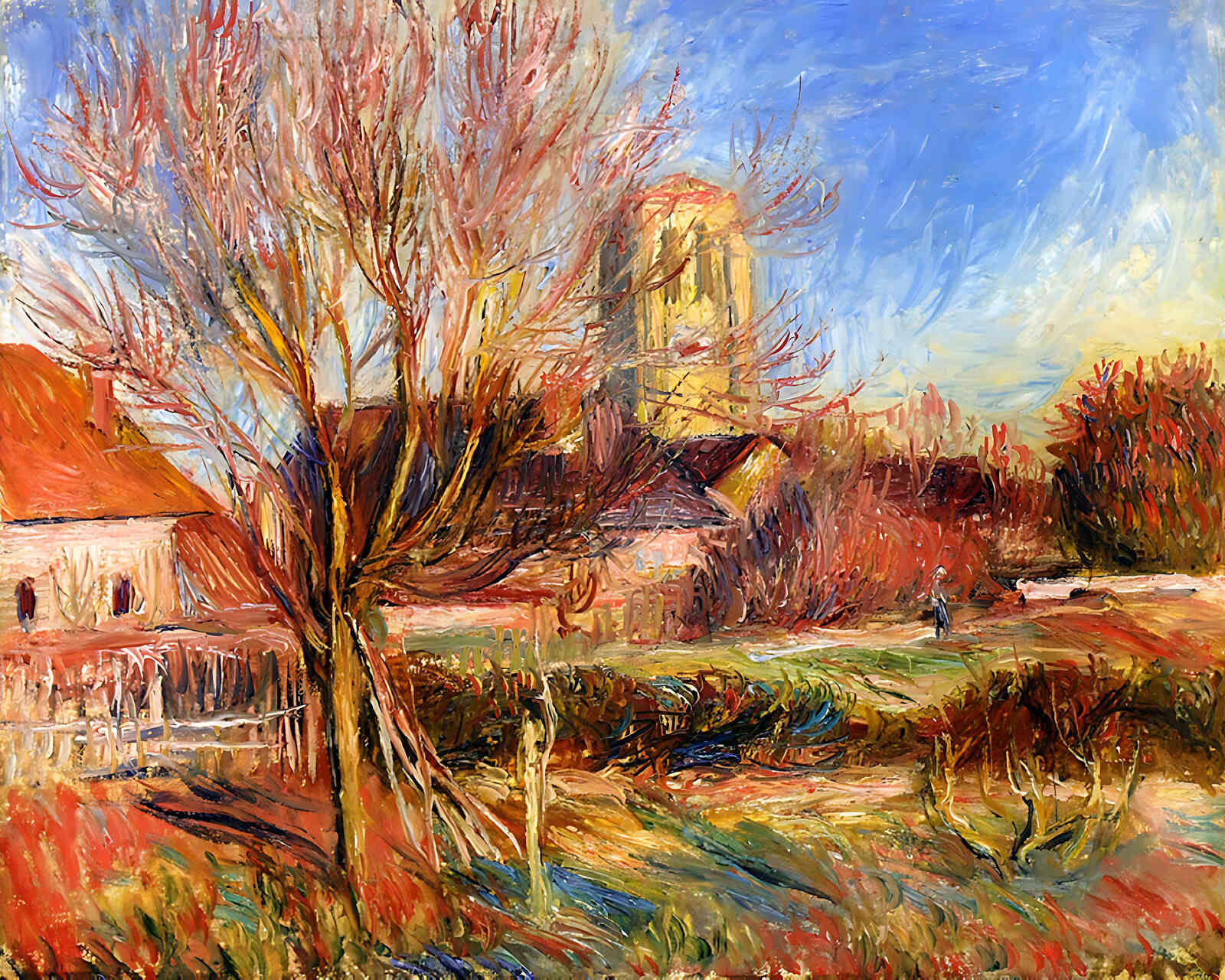 The Church at Essoyes Painting by Pierre-Auguste Renoir 8x10" Art Print