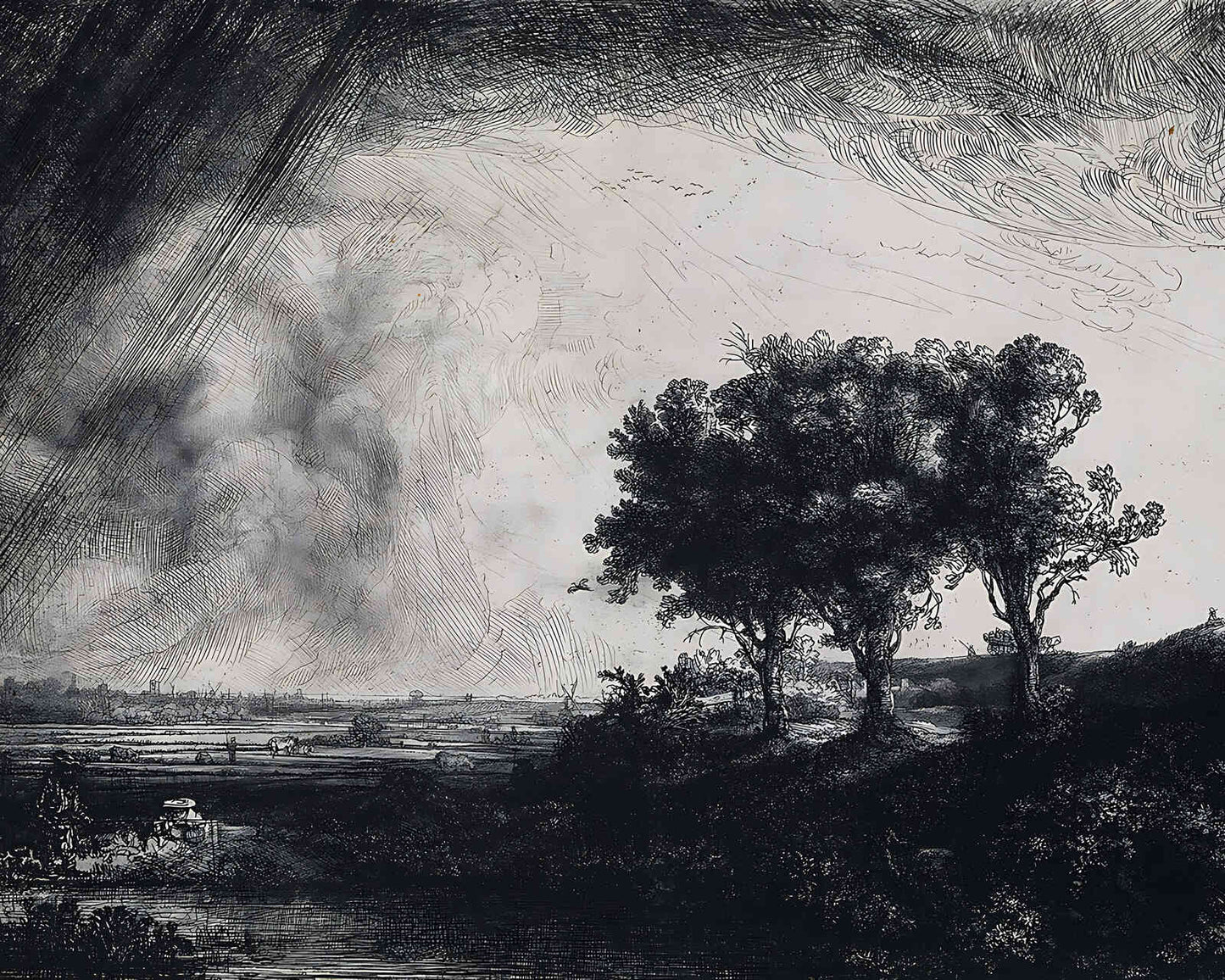 The Three Trees Painting by Rembrandt 8x10" Art Print (Premium Print)