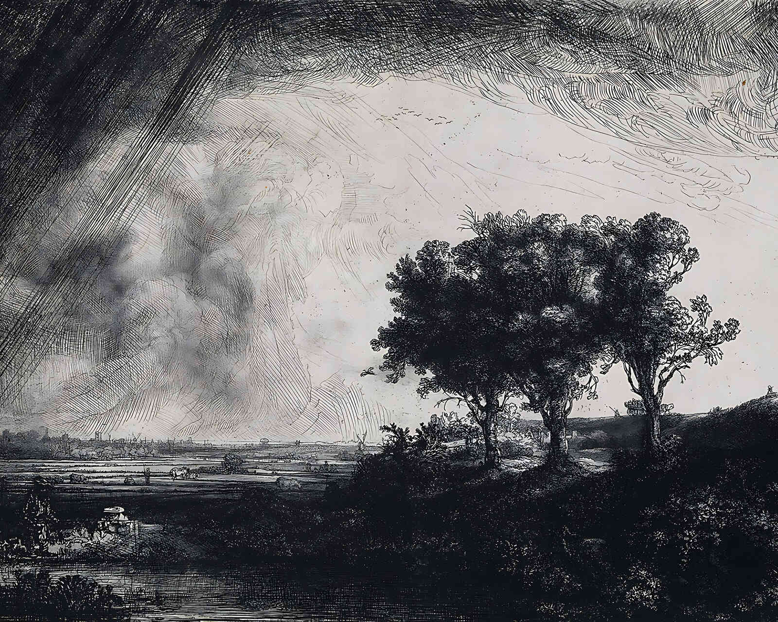 The Three Trees Painting by Rembrandt 8x10" Art Print (Premium Print)