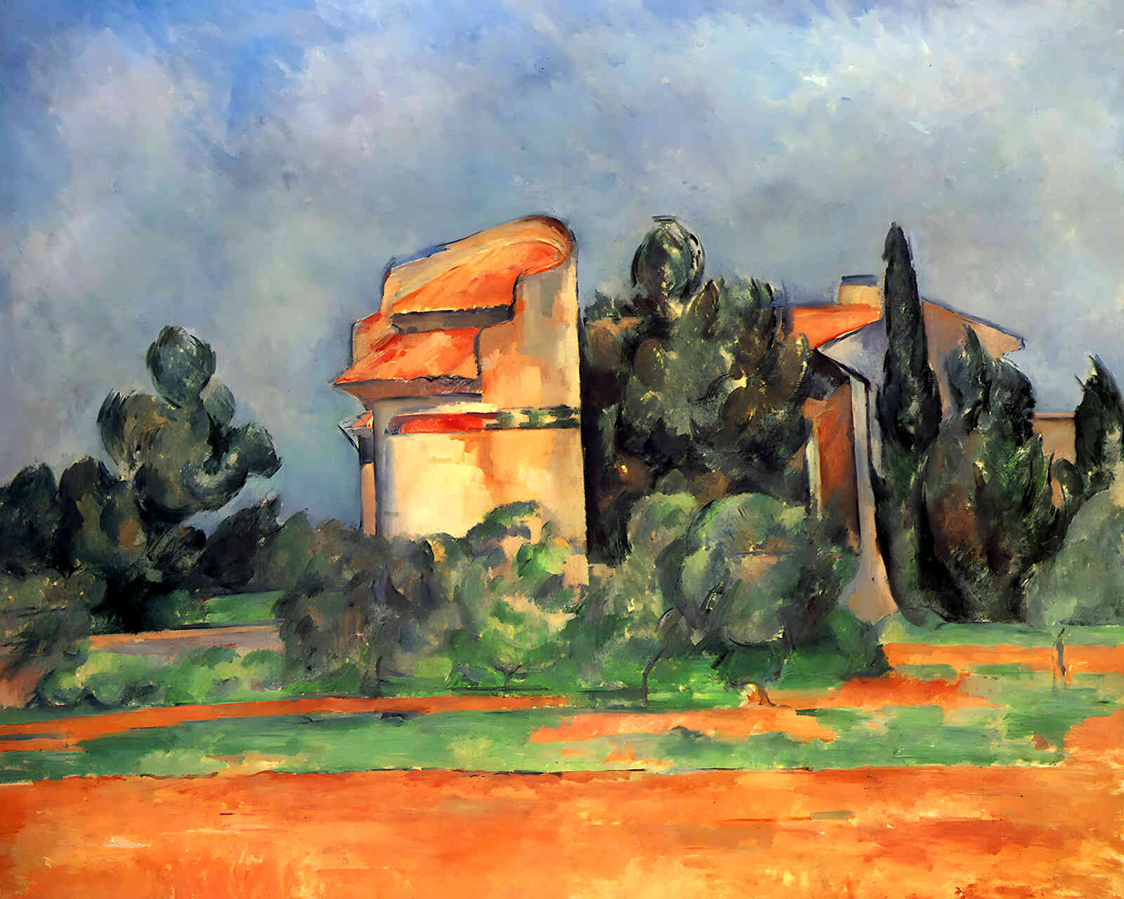 The Pigeon Tower at Bellevue Painting by Paul Cezanne 8x10" Art Print - Restored