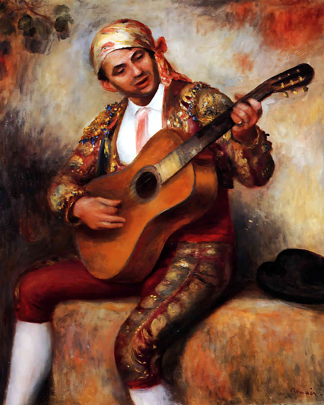 The Spanish Guitarist Painting by Pierre-Auguste Renoir 8x10" Art Print