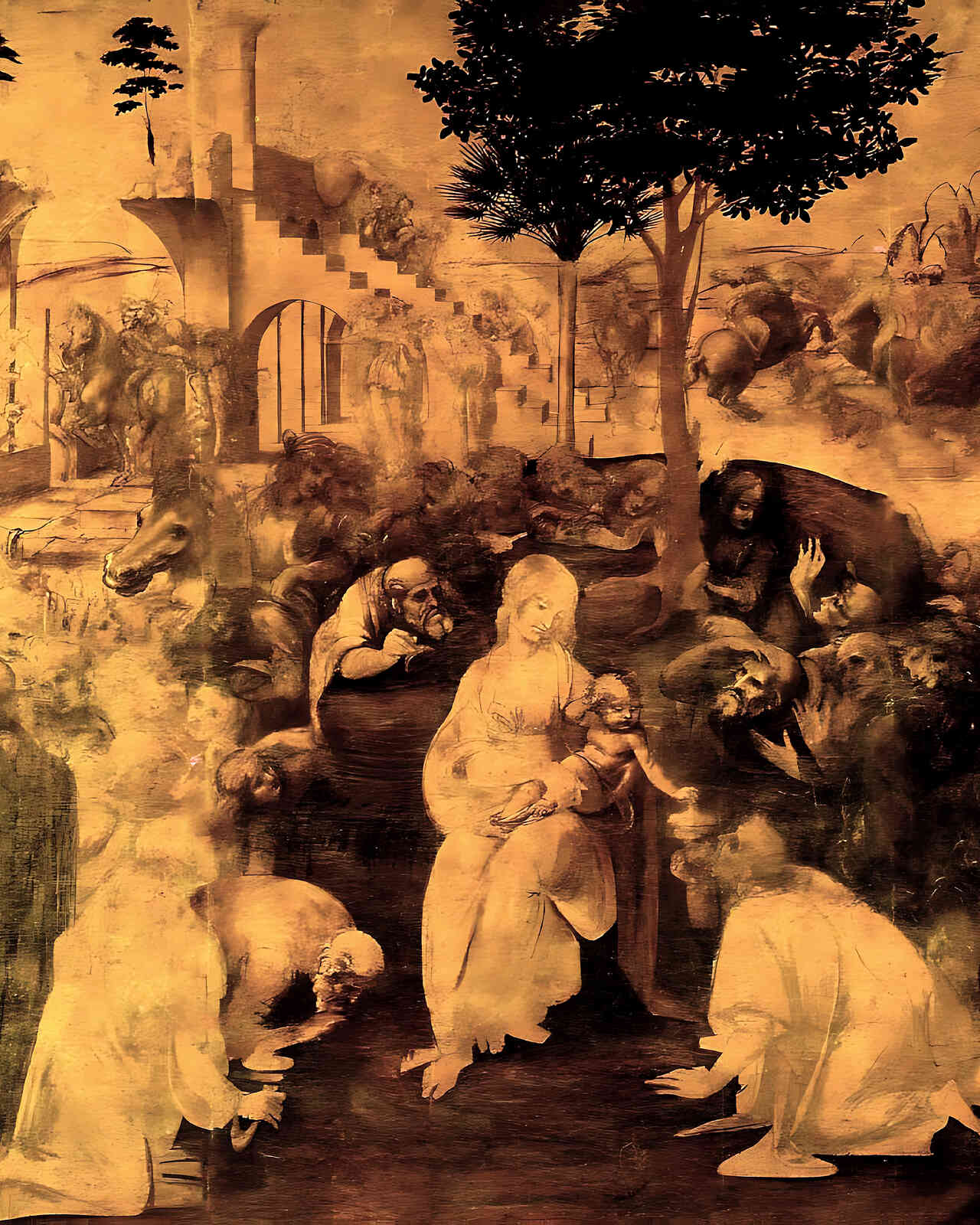 The Adoration of the Magi Painting by Leonardo da Vinci 8x10" Art Print