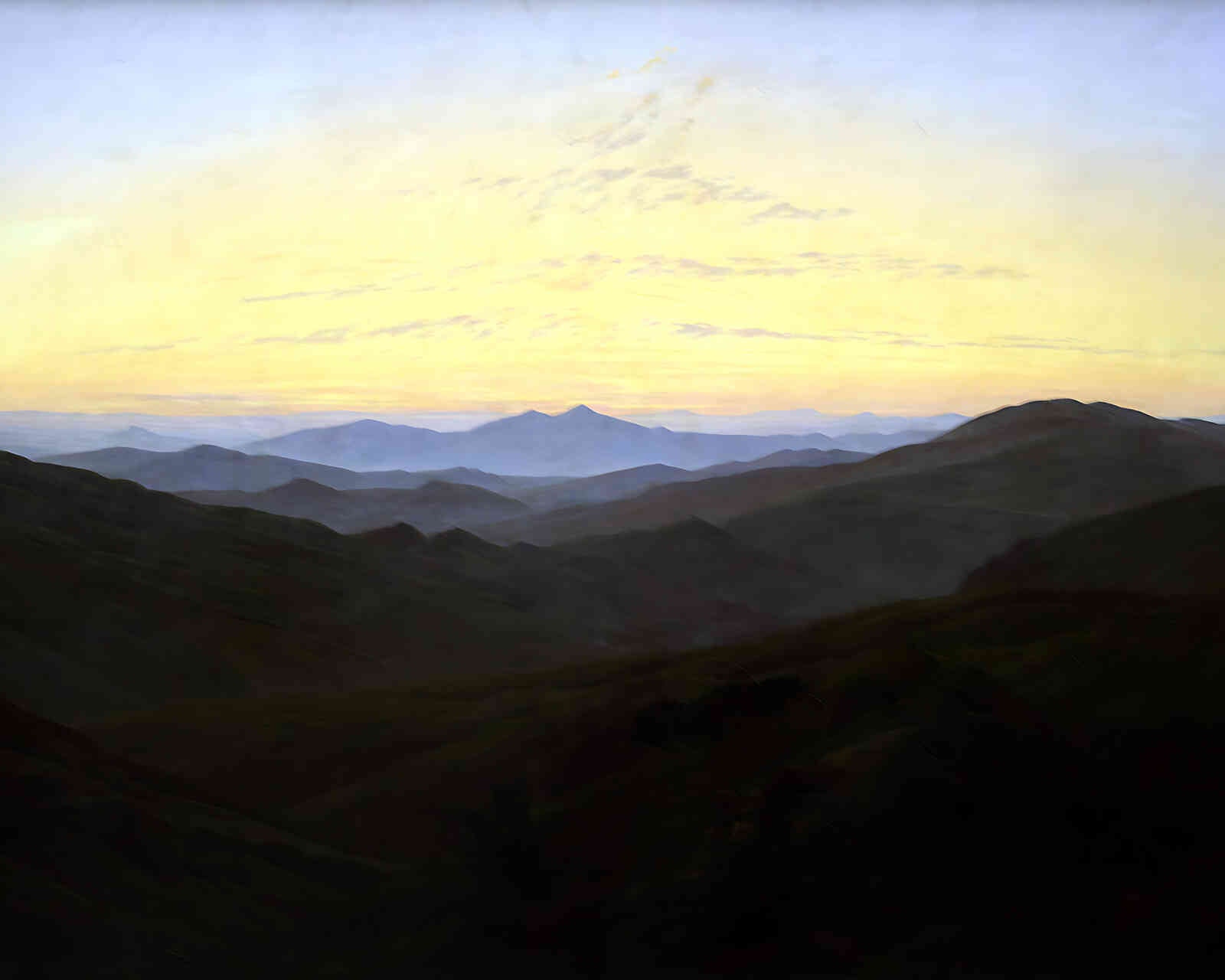 The Riesengebirge Painting by Caspar David Friedrich 8x10" Art Print - Restored