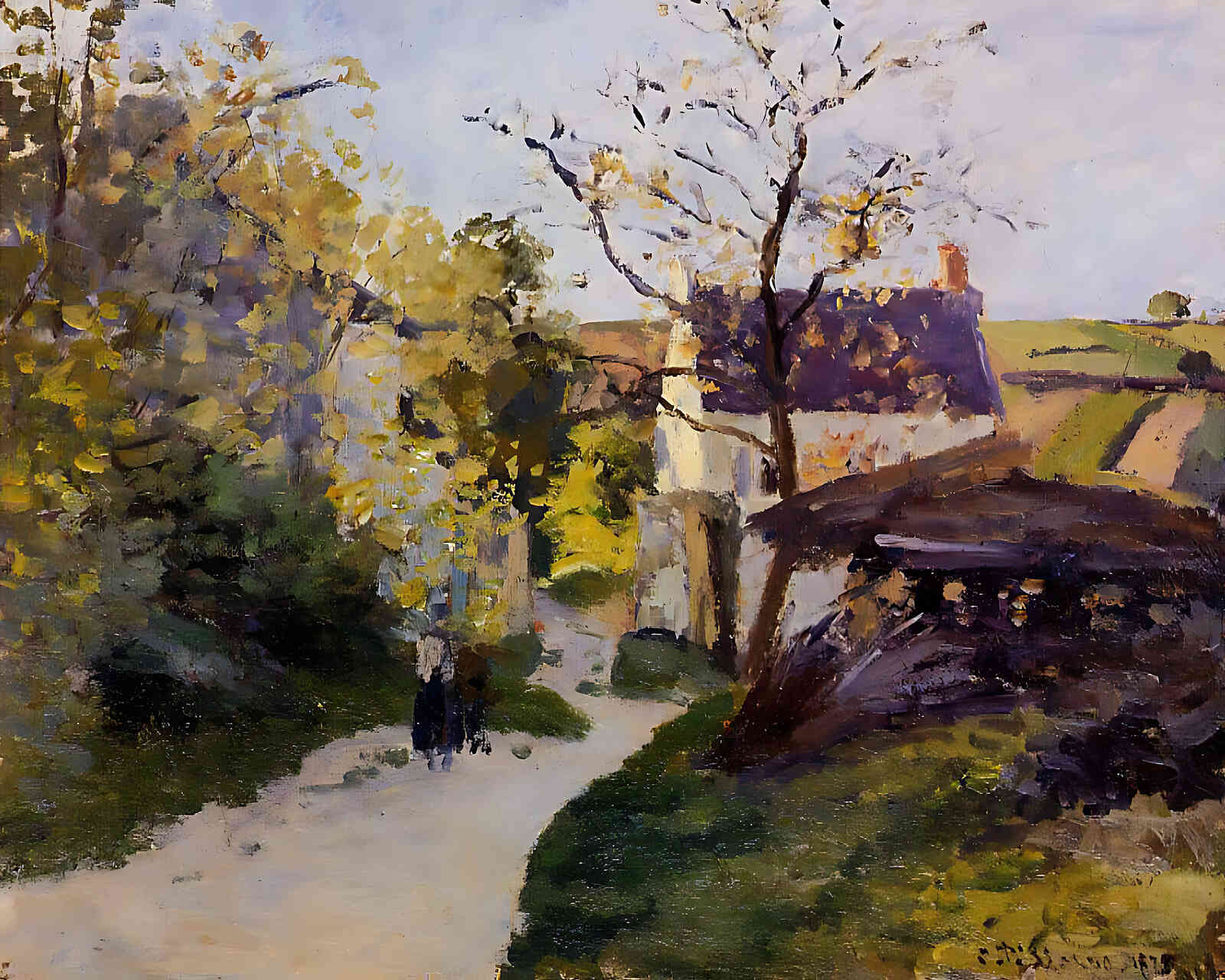 The Large Walnut Tree at Hermitage Painting by Camille Pissarro 8x10" Art Print