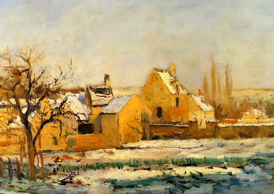 The Effect of Snow at Hermitage 1874 by Camille Pissarro Art Print (6 Sizes)