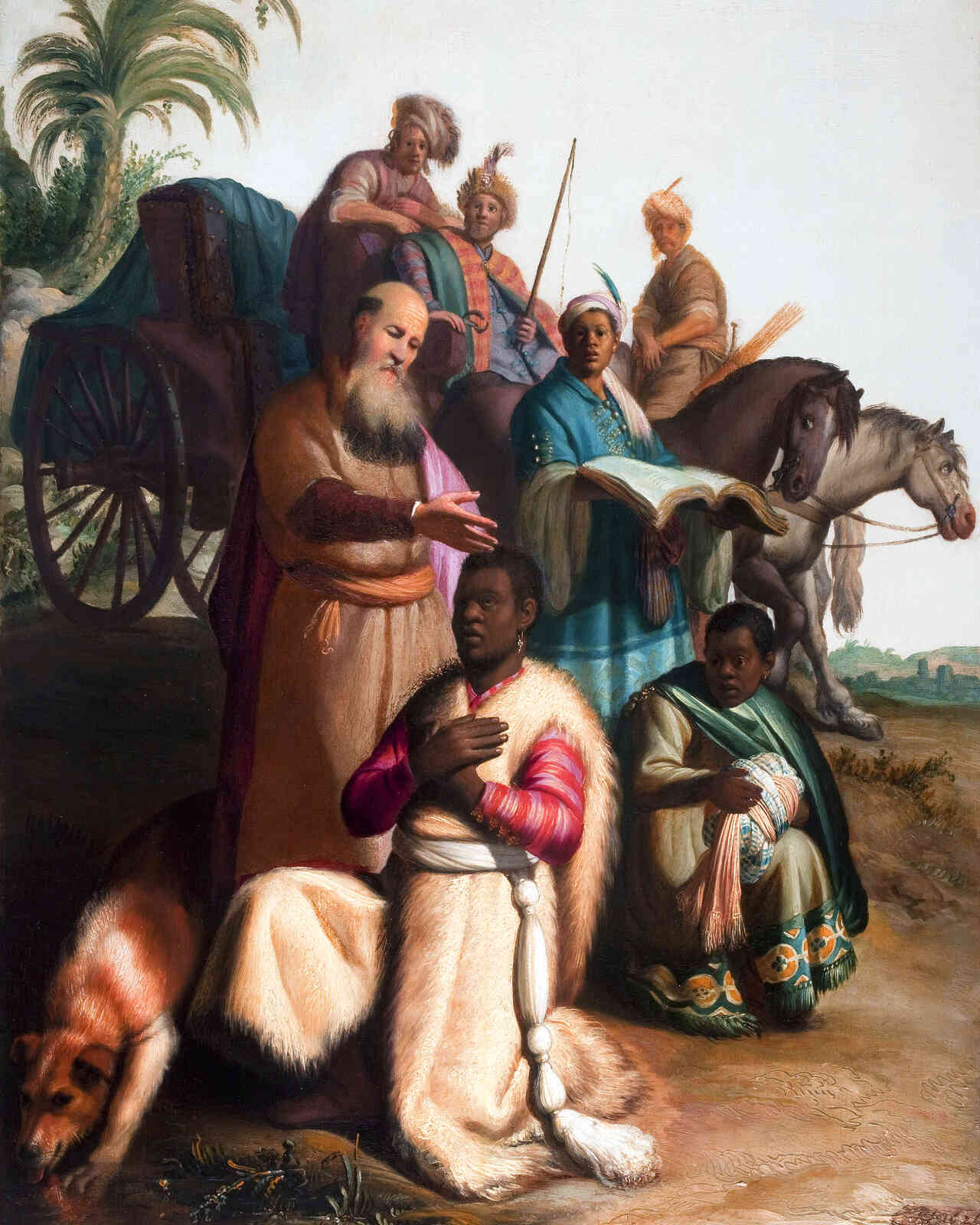 The Baptism of the Eunuch () Painting by Rembrandt 8x10" Art Print - Restored