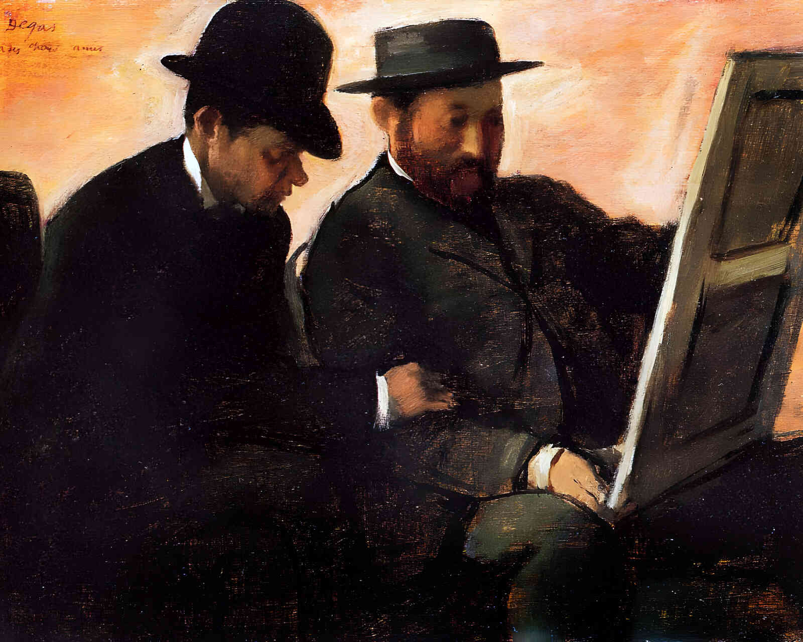 The Amateurs (Paul Lafond and Alhonse Cherfils Examening a Painting) 1880 Painting by Edgar Degas 8x10" Art Print