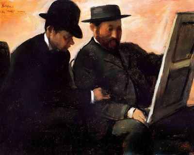The Amateurs (Paul Lafond and Alhonse Cherfils Examening a Painting) 1880 Painting by Edgar Degas 8x10" Art Print