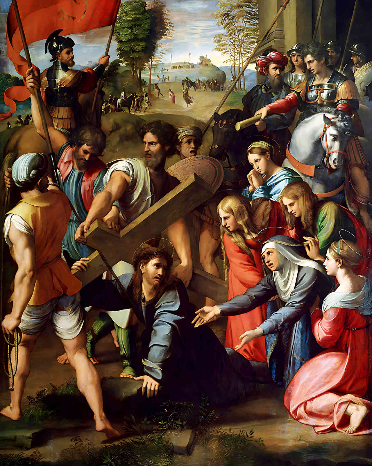 The Fall on the Road to Calvary Painting by Raphael 8x10" Art Print - Restored