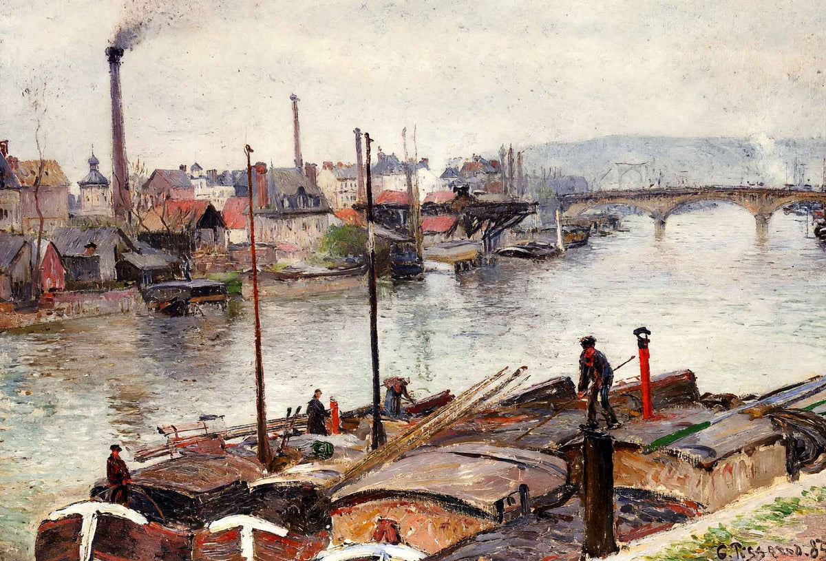 The Port of Rouen 1883 Painting by Camille Pissarro Art Print (6 Sizes)