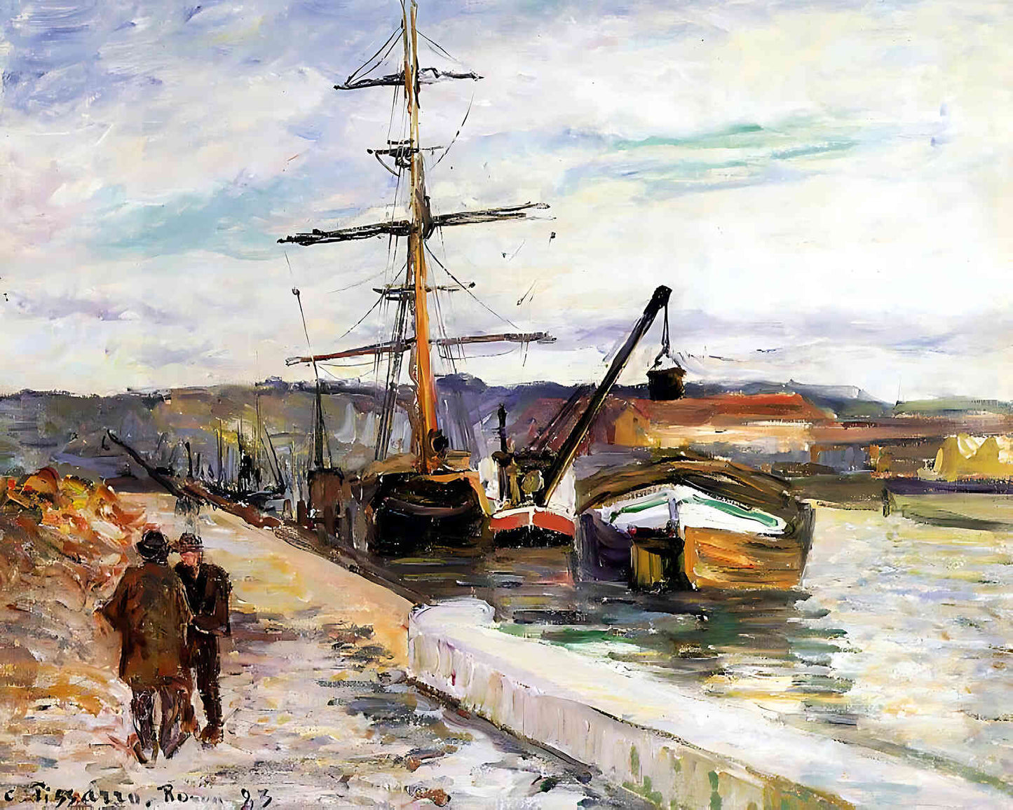 The Port of Rouen Painting by Camille Pissarro 8x10" Art Print (Archival Paper)