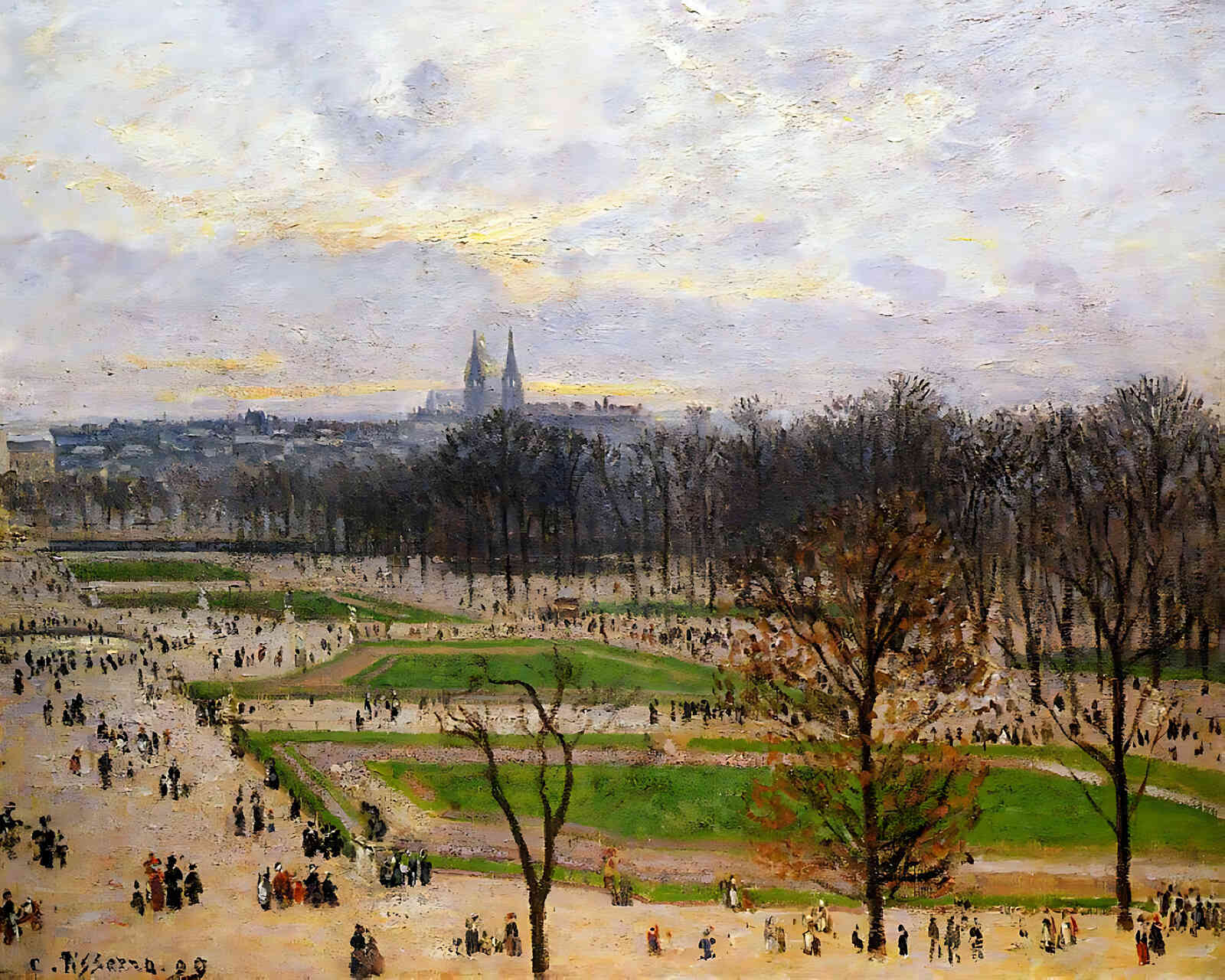 The Tuilleries Gardens Winter Afternoon by Camille Pissarro 8x10" Art Print