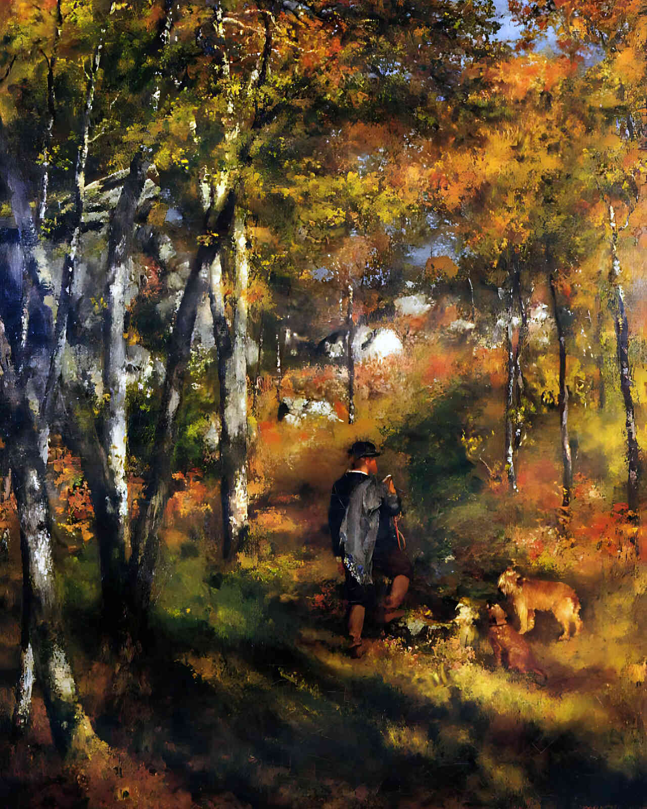 Painter Jules Le Coeur Walking His Dogs in the Forest of Fontainebleau " Print