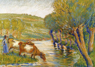The River and Willows, Eragny 1888 by Camille Pissarro Art Print (6 Sizes)