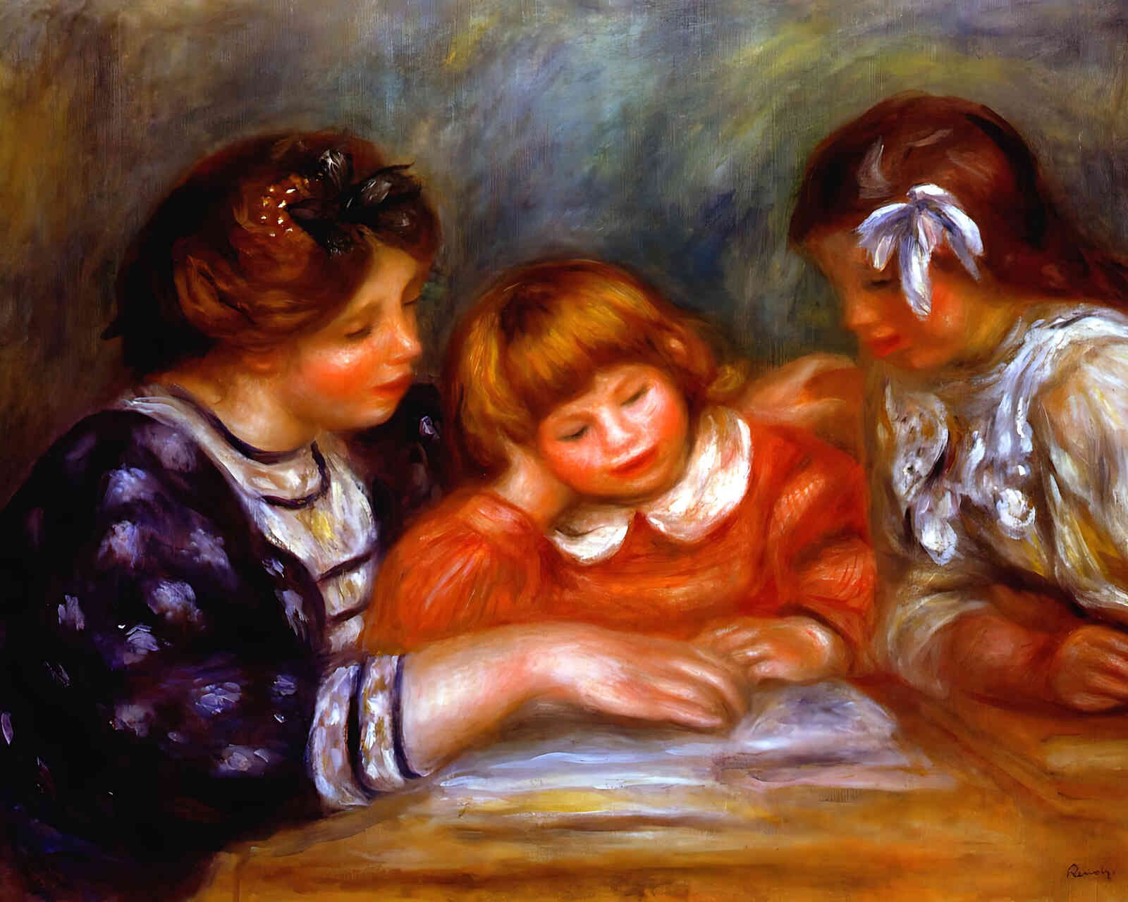 The Lesson () Painting by Pierre-Auguste Renoir 8x10" Art Print - Restored