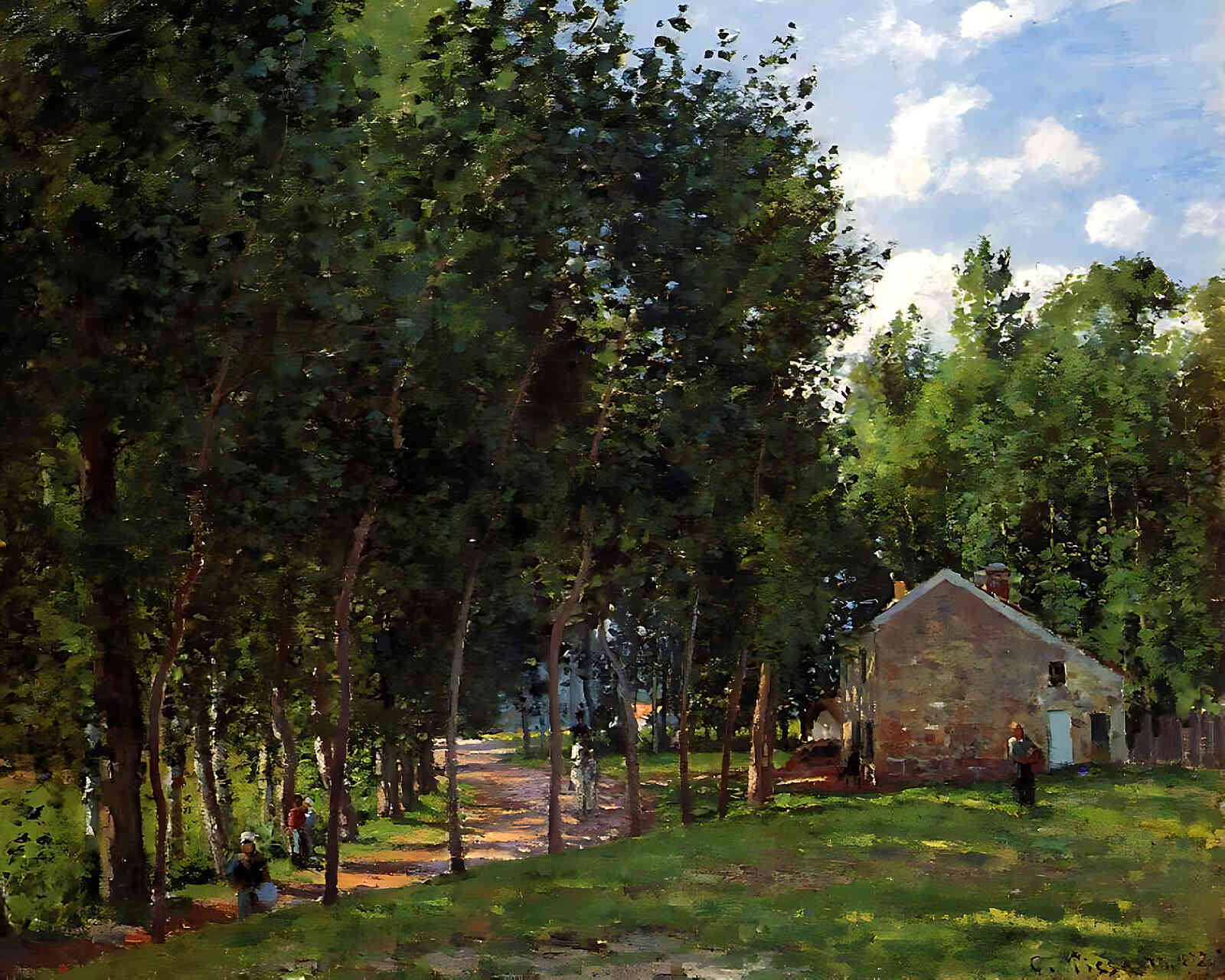 The House in the Forest Painting by Camille Pissarro 8x10" Art Print - Restored