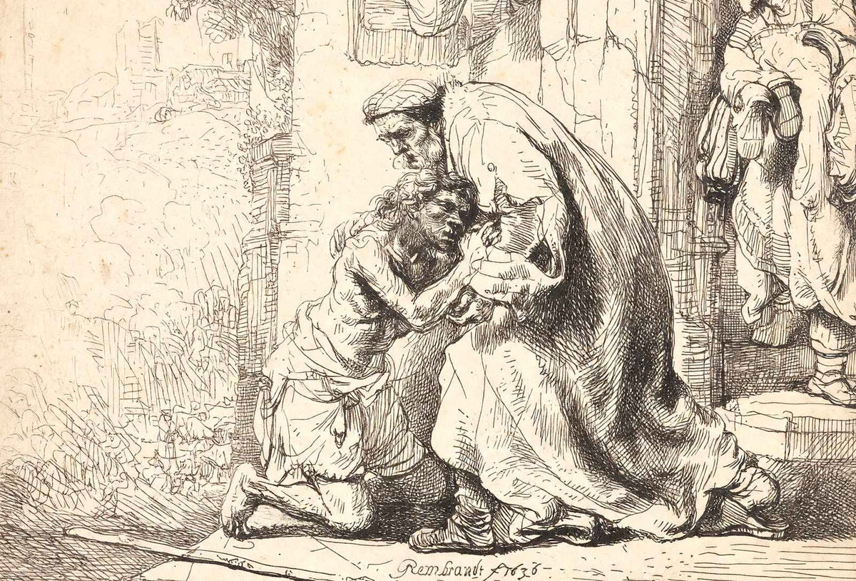 The Return of the Prodigal Son Art Print 1636 Drawing by Rembrandt (6 Sizes)