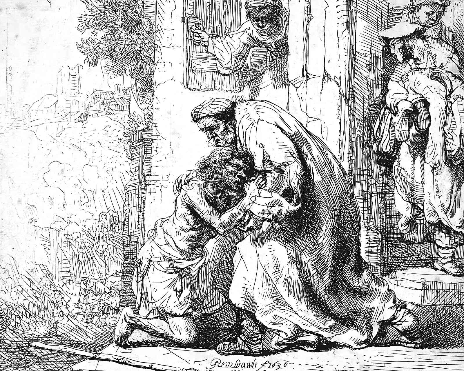 The Return of the Prodigal Son () Painting by Rembrandt 8x10" Art Print