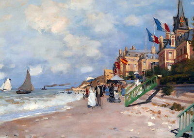 The Boardwalk on the Beach at Trouville Art Print 1870 by Claude Monet (6 Sizes)