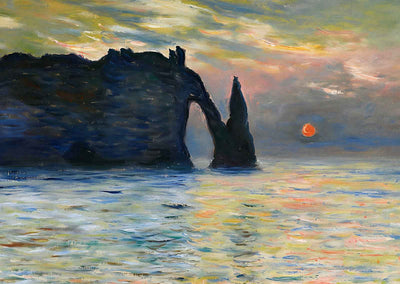 The Cliff, Étretat, Sunset Art Print Painting by Claude Monet (6 Sizes)