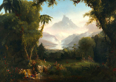 The Garden of Art Print Eden by Painted by Thomas Cole (6 Sizes) - High Quality