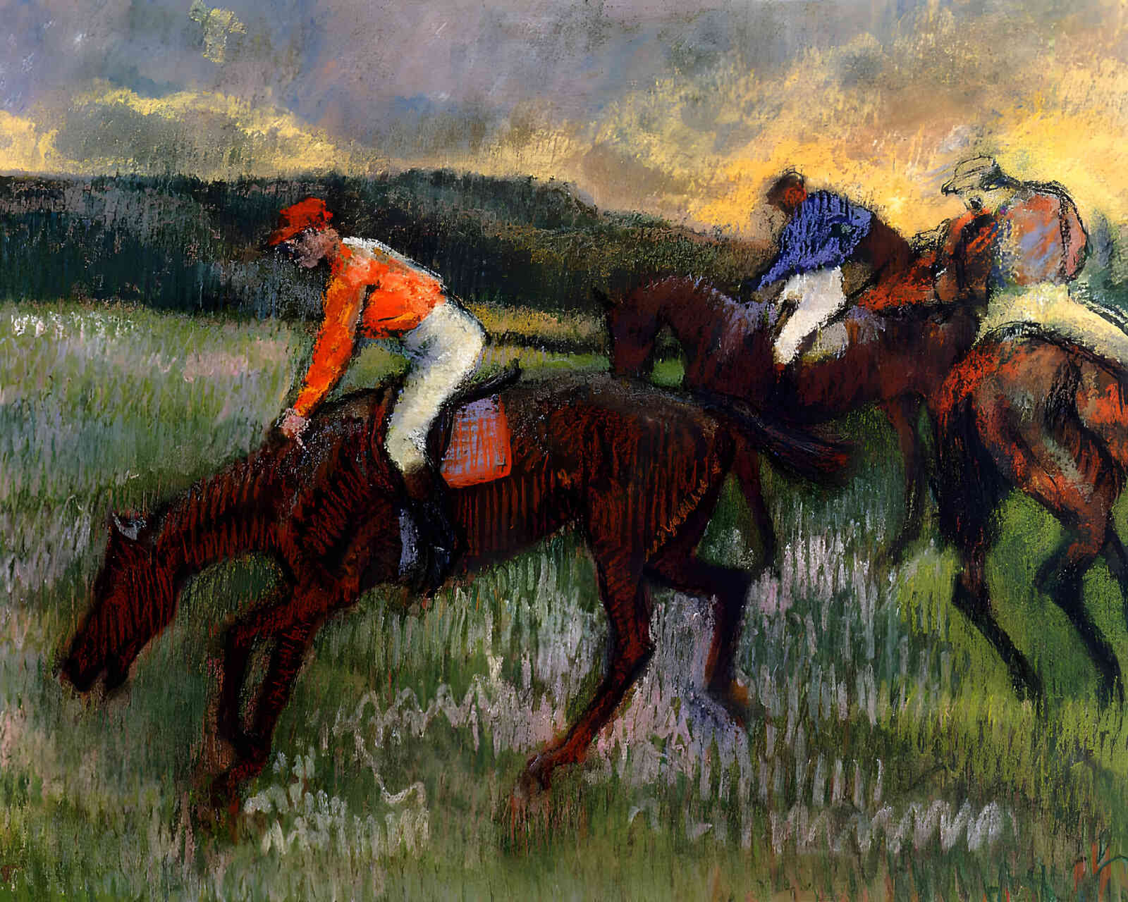 Three Jockeys 1900 Painting by Edgar Degas 8x10" Art Print