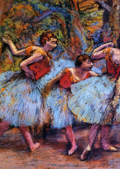 Three Dancers, Blue Skirts, Red Blouses 1903 by Edgar Degas Art Print (6 Sizes)