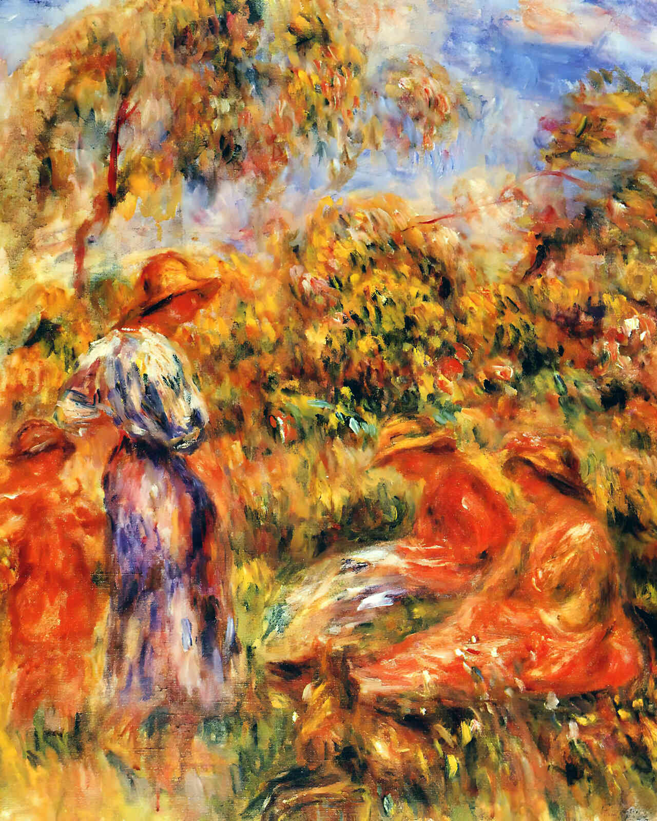 Three Women and Child in a Landscape by Pierre-Auguste Renoir 8x10" Art Print