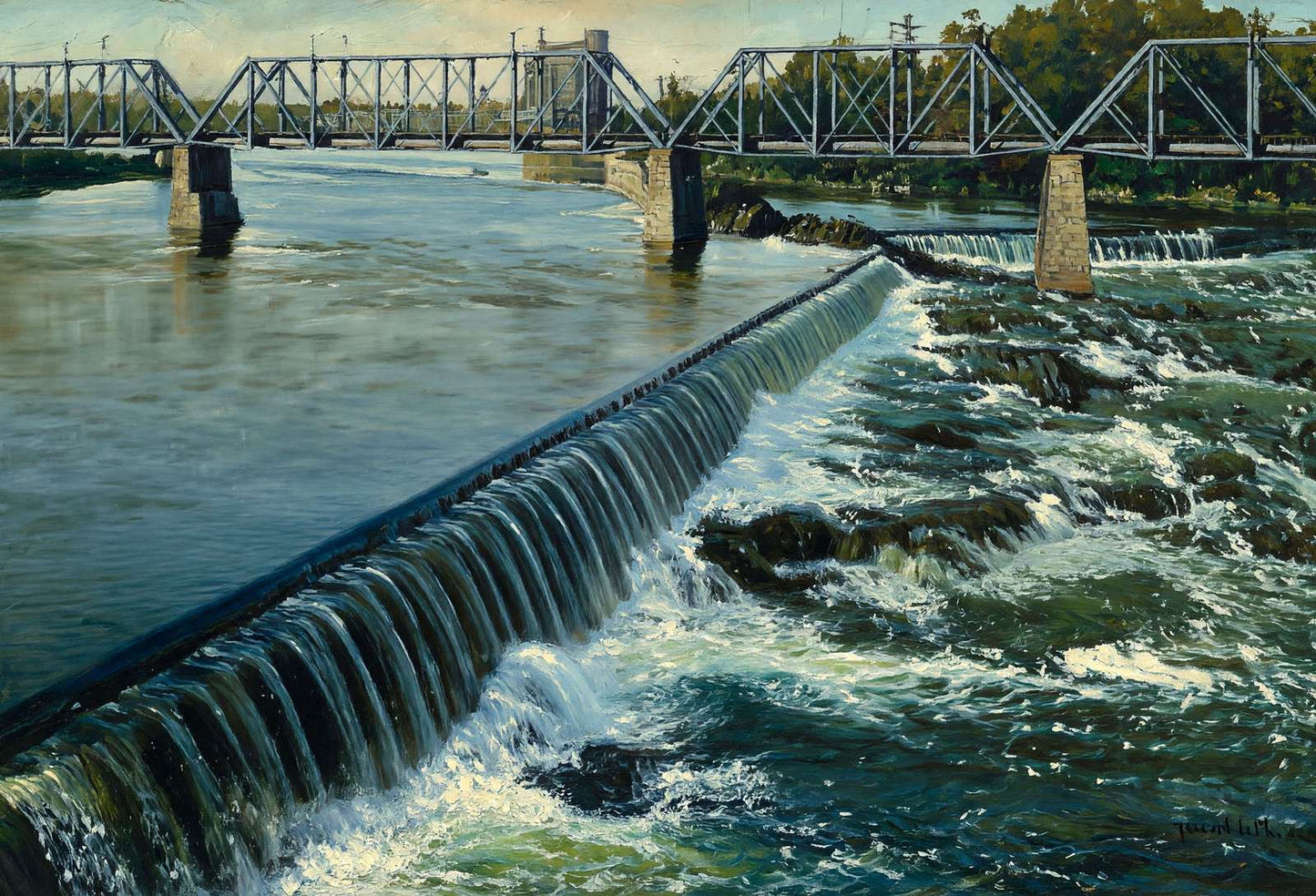 Ticonic Falls Waterville Maine in 1905 Art Print (7 Sizes) - Retouched