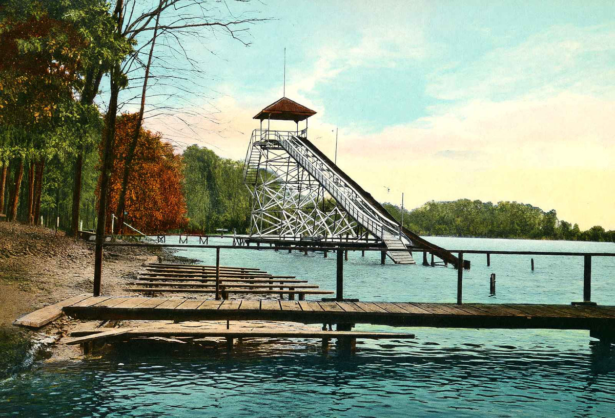 The Toboggan Silver Lake Akron in 1907 Vintage Print (7 Sizes) - Premium Print