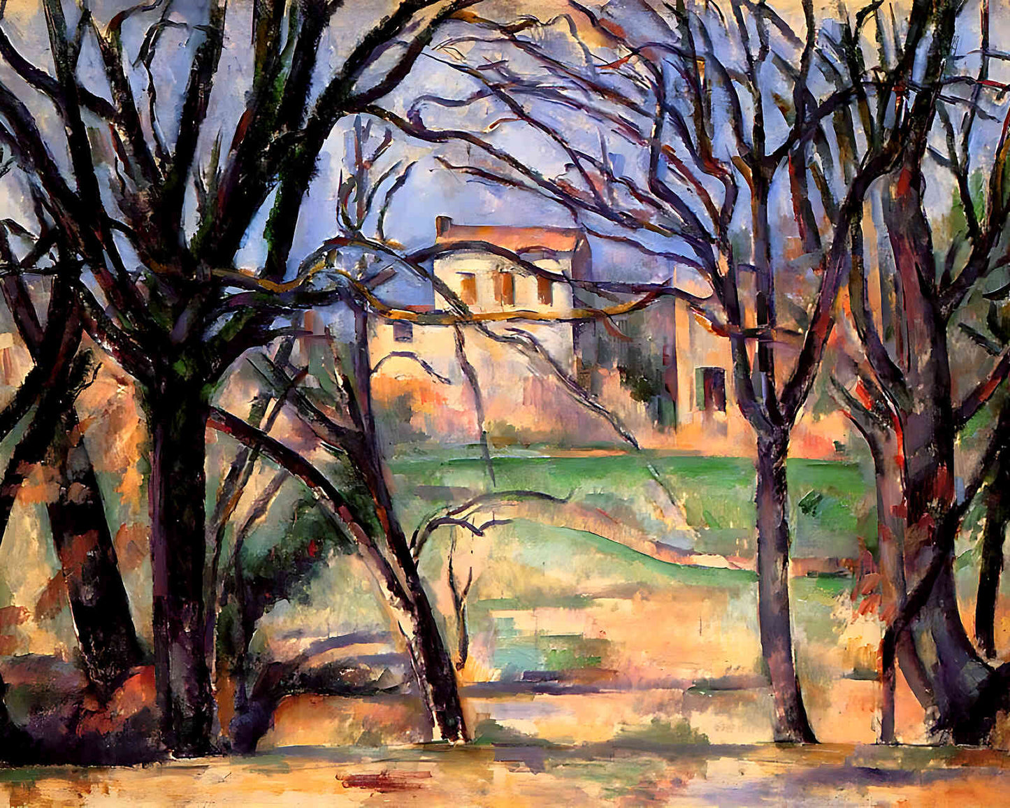 Trees and Houses Painting by Paul Cezanne 8x10" Art Print (High Quality)