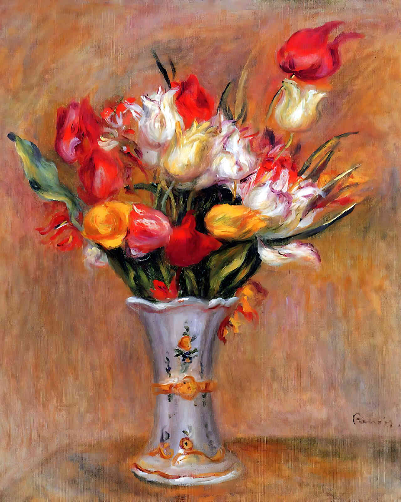 Tulips Painting by Pierre-Auguste Renoir 8x10" Art Print (Restored Reproduction)