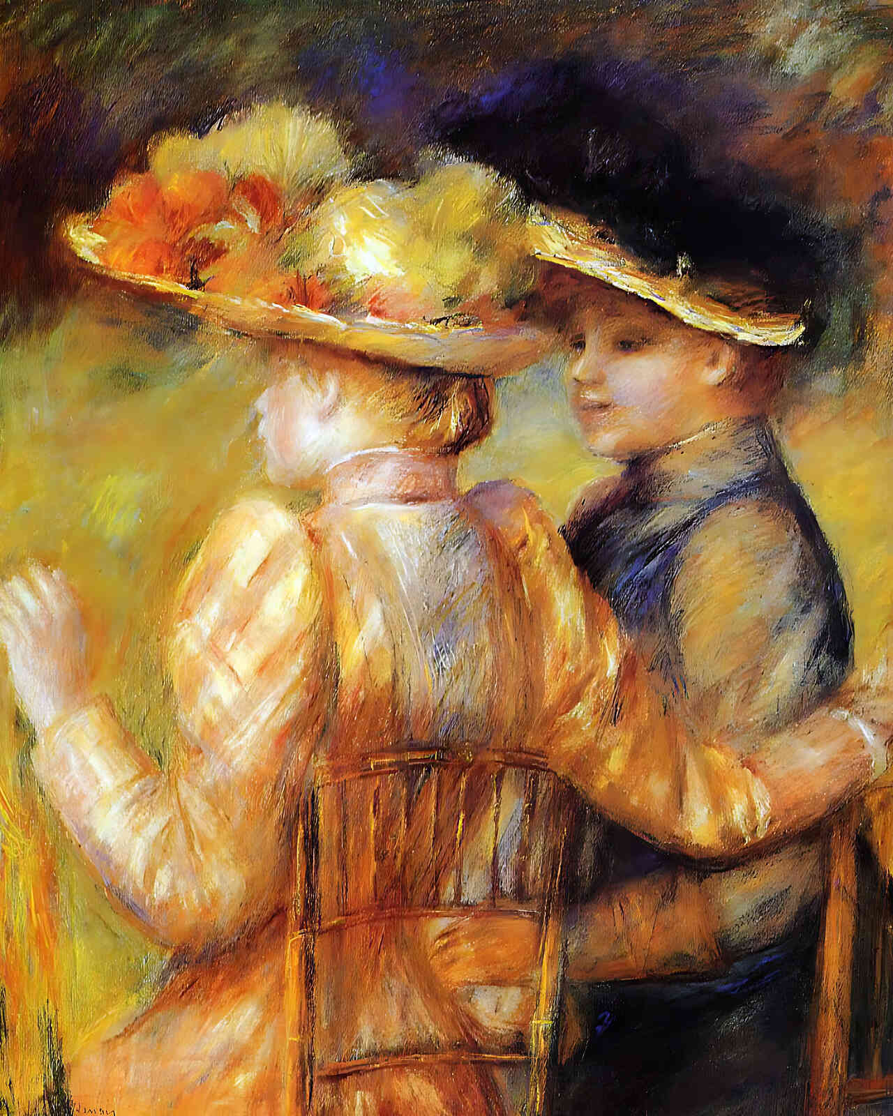 Two Women in a Garden Painting by Pierre-Auguste Renoir 8x10" Art Print