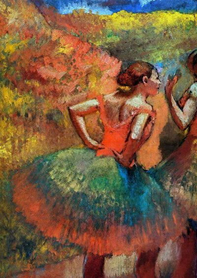 Two Dancers in Green Skirts, Landscape Scener 1899 by Degas Art Print (6 Sizes)