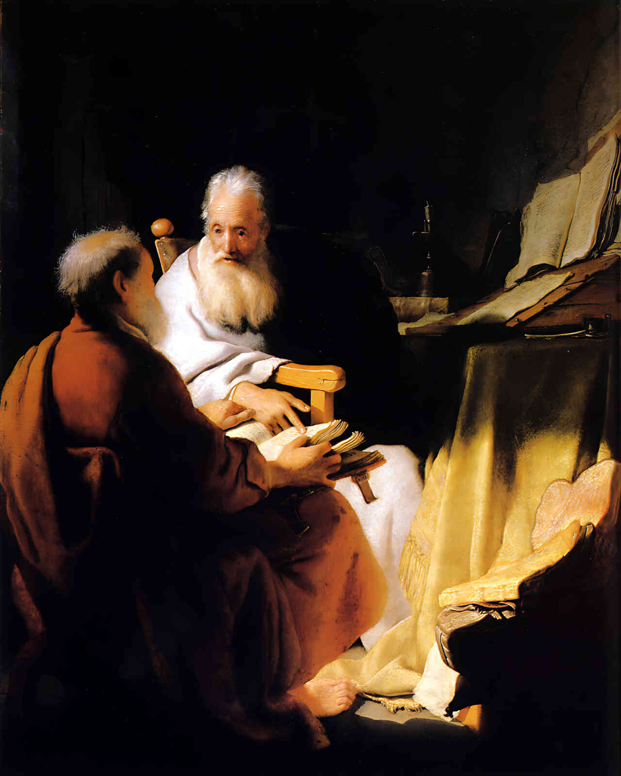 Two Old Men Disputing Painting by Rembrandt 8x10" Art Print - Premium Quality