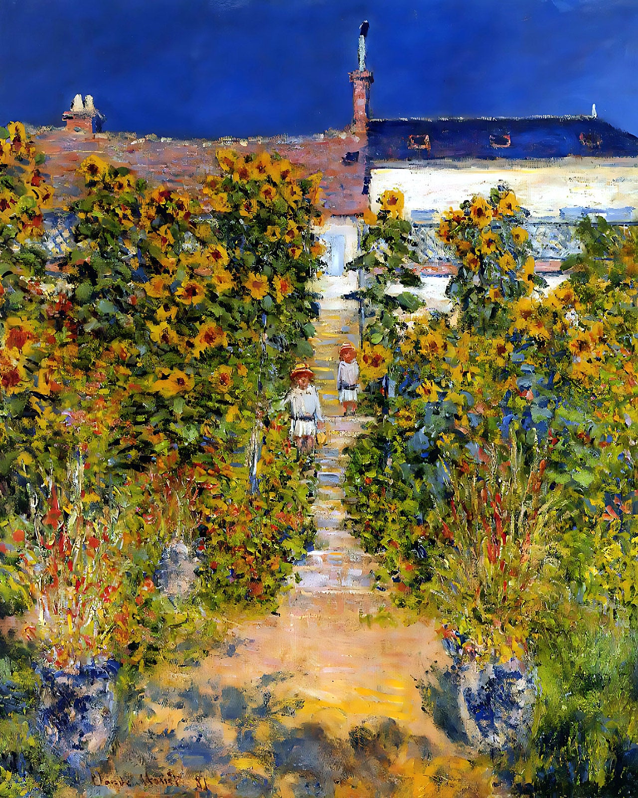 The Artist's Garden at Vetheuil Painting by Claude Monet 8x10" Art Print