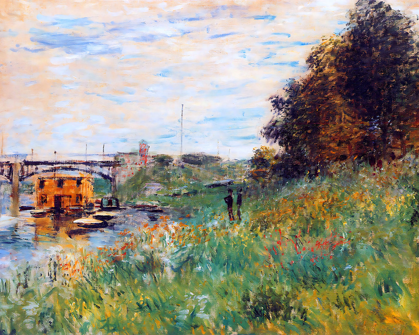 The Banks of the Seine at the Argenteuil Bridge Painting by Claude Monet 8x10" Art Print