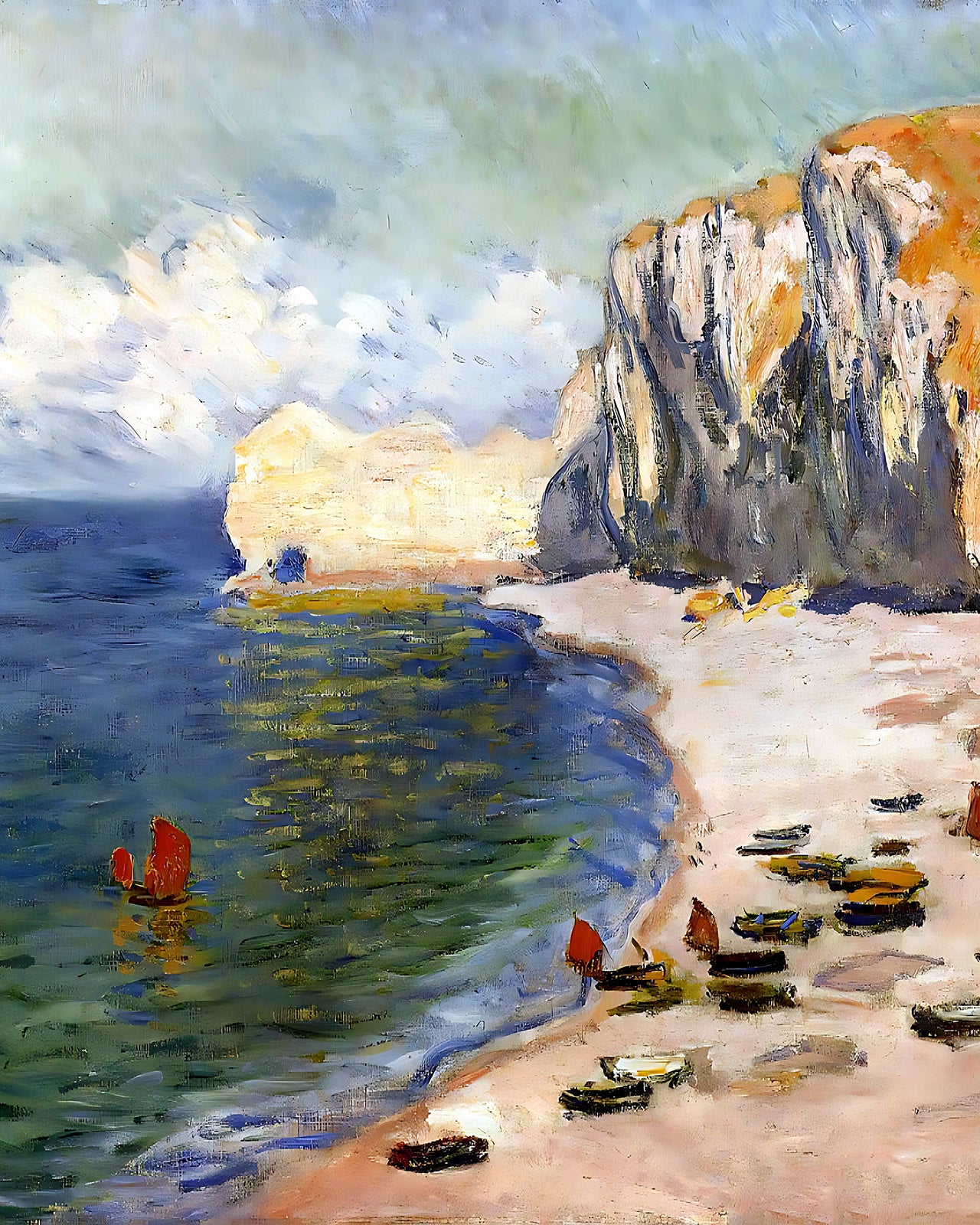 The Beach and the Falaise d'Amont Painting by Claude Monet 8x10" Art Print